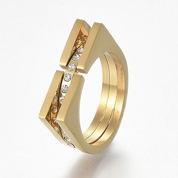 PandaHall 304 Stainless Steel Wide Band Finger Rings, with Rhinestone, Size 9, Golden, 19mm 304 Stainless Steel Clear
PandaHall 304 Stainless Steel Wide Band Finger Rings, with Rhinestone, Size 9, Golden, 19mm 304 Stainless Steel Clear