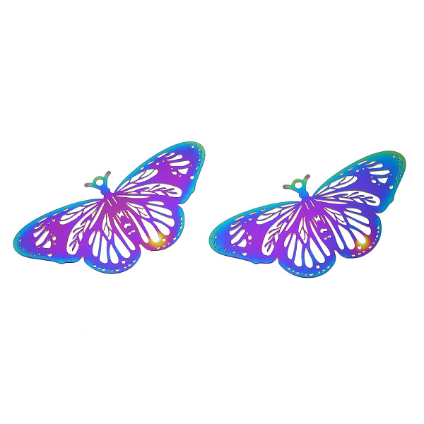 PandaHall Ion Plating(IP) 201 Stainless Steel Filigree Pendants, Etched Metal Embellishments, Butterfly, Rainbow Color, 23x48x0.2mm, Hole...
PandaHall Ion Plating(IP) 201 Stainless Steel Filigree Pendants, Etched Metal Embellishments, Butterfly, Rainbow Color, 23x48x0.2mm, Hole...