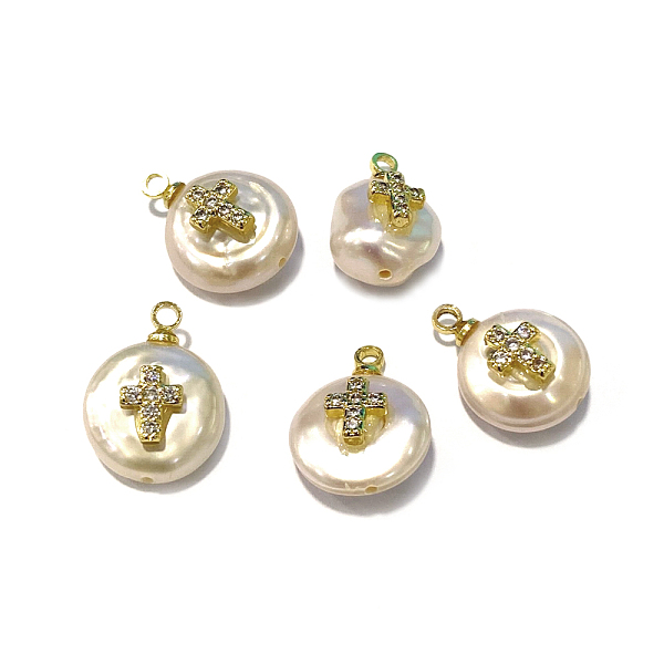 PandaHall Natural Cultured Freshwater Pearl Pendants, with Brass Micro Pave Cubic Zirconia Cabochons, Nuggets with Cross, Clear, Golden...
PandaHall Natural Cultured Freshwater Pearl Pendants, with Brass Micro Pave Cubic Zirconia Cabochons, Nuggets with Cross, Clear, Golden...