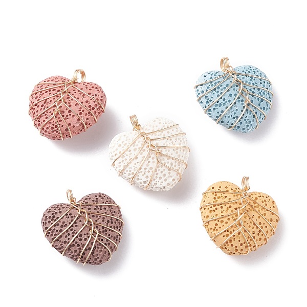 PandaHall Unwaxed Natural Lava Rock Beads Pendants, with Real 18K Gold Plated Copper Wire Wrapped, Heart, 25x24.5x11.5mm, Hole: 3mm Lava...
PandaHall Unwaxed Natural Lava Rock Beads Pendants, with Real 18K Gold Plated Copper Wire Wrapped, Heart, 25x24.5x11.5mm, Hole: 3mm Lava...