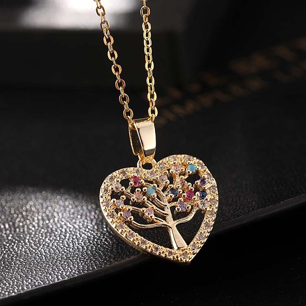 PandaHall Colorful CZ Heart-shaped Tree of Life Pendant Necklace for Women Brass Tree
PandaHall Colorful CZ Heart-shaped Tree of Life Pendant Necklace for Women Brass Tree