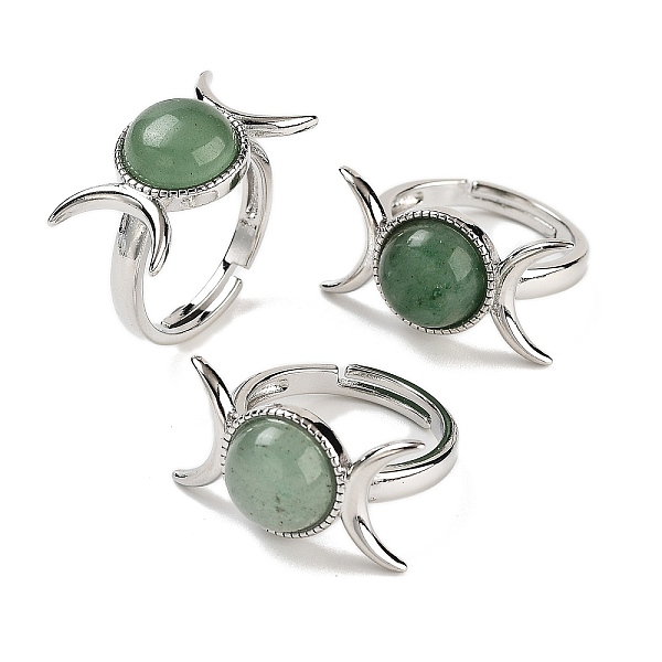 PandaHall Natural Green Aventurine Adjustable Rings, Platinum Plated Brass Triple Moon Finger Rings for Women Men, US Size 7 1/4(17.5mm)...
PandaHall Natural Green Aventurine Adjustable Rings, Platinum Plated Brass Triple Moon Finger Rings for Women Men, US Size 7 1/4(17.5mm)...