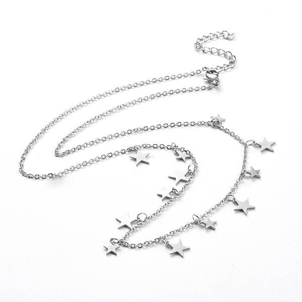 PandaHall 304 Stainless Steel Pendant Bib Necklaces, with Cable Chains and Lobster Claw Clasps, Star, Stainless Steel Color, 17.71 inch...
PandaHall 304 Stainless Steel Pendant Bib Necklaces, with Cable Chains and Lobster Claw Clasps, Star, Stainless Steel Color, 17.71 inch...