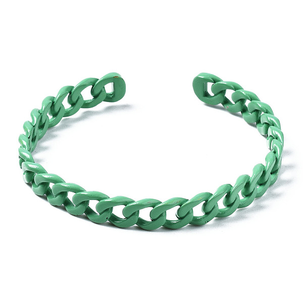 PandaHall Spray Painted Brass Cuff Bangles, Curb Chain, Medium Sea Green, Inner Diameter: 1-7/8 inch(4.9cm), 7.5mm Brass
PandaHall Spray Painted Brass Cuff Bangles, Curb Chain, Medium Sea Green, Inner Diameter: 1-7/8 inch(4.9cm), 7.5mm Brass