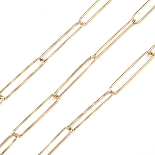 PandaHall 304 Stainless Steel Paperclip Chains, Unwelded, with Spool, Golden, 30x5x1mm, about 32.81 Feet(10m)/Roll 304 Stainless Steel
PandaHall 304 Stainless Steel Paperclip Chains, Unwelded, with Spool, Golden, 30x5x1mm, about 32.81 Feet(10m)/Roll 304 Stainless Steel