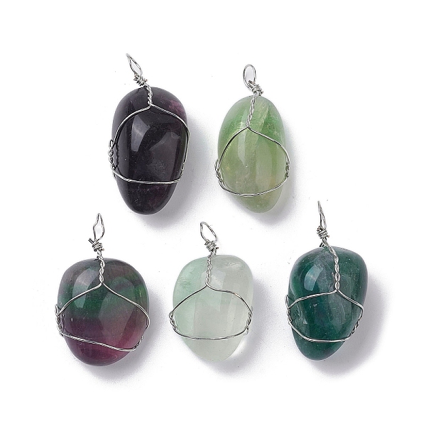 PandaHall Natural Fluorite Copper Wire Wrapped Pendants, Nuggets Charms, Platinum, 29.5~37x14~22x9.5~17.5mm, Hole: 2.2mm Fluorite Nuggets
PandaHall Natural Fluorite Copper Wire Wrapped Pendants, Nuggets Charms, Platinum, 29.5~37x14~22x9.5~17.5mm, Hole: 2.2mm Fluorite Nuggets
