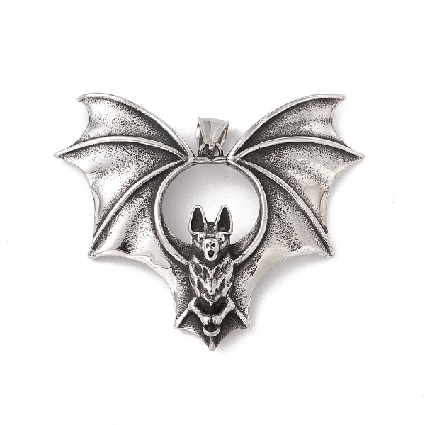 PandaHall 304 Stainless Steel Pendants, Bat, Antique Silver, 53x63x10mm, Hole: 8x4mm 304 Stainless Steel Bat
PandaHall 304 Stainless Steel Pendants, Bat, Antique Silver, 53x63x10mm, Hole: 8x4mm 304 Stainless Steel Bat