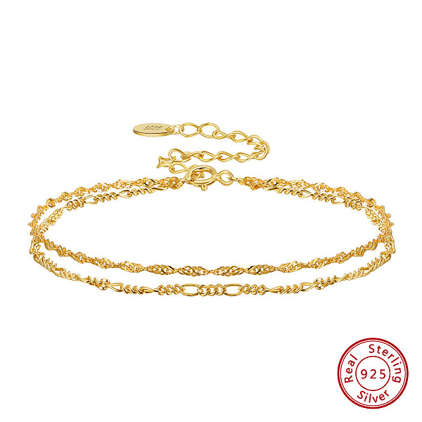PandaHall 925 Sterling Silver Rope & Figaro Chains Double-Layer Multi-strand Bracelet, with S925 Stamp, Real 14K Gold Plated, 6-5/8 inch...
PandaHall 925 Sterling Silver Rope & Figaro Chains Double-Layer Multi-strand Bracelet, with S925 Stamp, Real 14K Gold Plated, 6-5/8 inch...