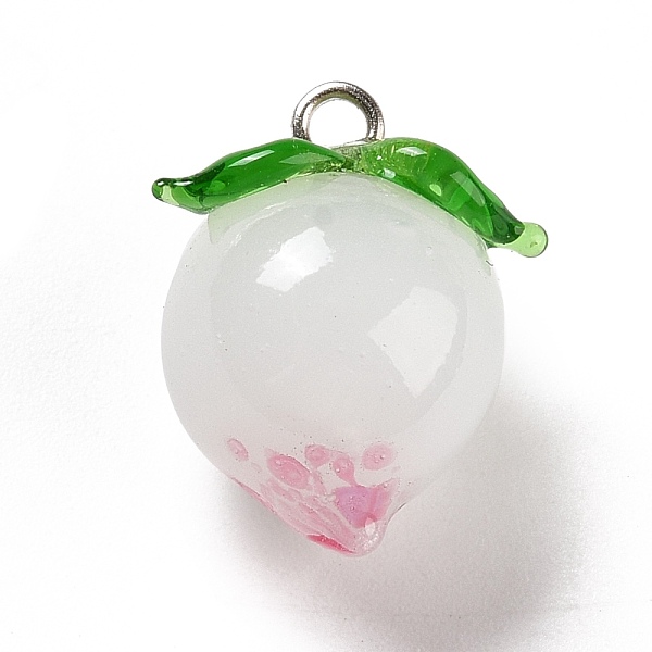PandaHall Handmade Lampwork Pendants, with Brass Loops, Cadmium Free & Lead Free, Peach, Platinum, 16.5~17x14.5x12mm, Hole: 1.6mm..., White
PandaHall Handmade Lampwork Pendants, with Brass Loops, Cadmium Free & Lead Free, Peach, Platinum, 16.5~17x14.5x12mm, Hole: 1.6mm..., White