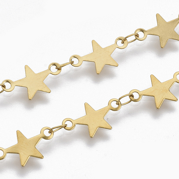 PandaHall 304 Stainless Steel Link Chains, Star Sequin Chains, Soldered, Golden, star: 12.3x7x0.3mm, link: 3.6x2.3x0.3mm, about 39.37 inch...
PandaHall 304 Stainless Steel Link Chains, Star Sequin Chains, Soldered, Golden, star: 12.3x7x0.3mm, link: 3.6x2.3x0.3mm, about 39.37 inch...