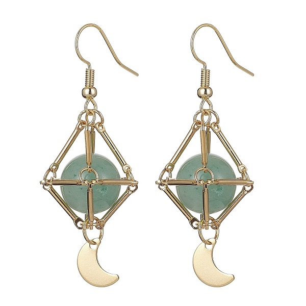 PandaHall Natural Green Aventurine Dangle Earrings, Golden 304 Stainless Steel Star Long Drop Earrings, 53x18mm Green Aventurine Moon
PandaHall Natural Green Aventurine Dangle Earrings, Golden 304 Stainless Steel Star Long Drop Earrings, 53x18mm Green Aventurine Moon