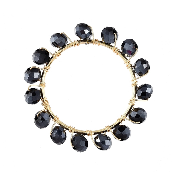 PandaHall Glass Pendants, with Real 18K Gold Plated Copper Wire and Brass Linking Rings, Ring, Black, 40x6mm, Inner Diameter: 30mm...
PandaHall Glass Pendants, with Real 18K Gold Plated Copper Wire and Brass Linking Rings, Ring, Black, 40x6mm, Inner Diameter: 30mm...