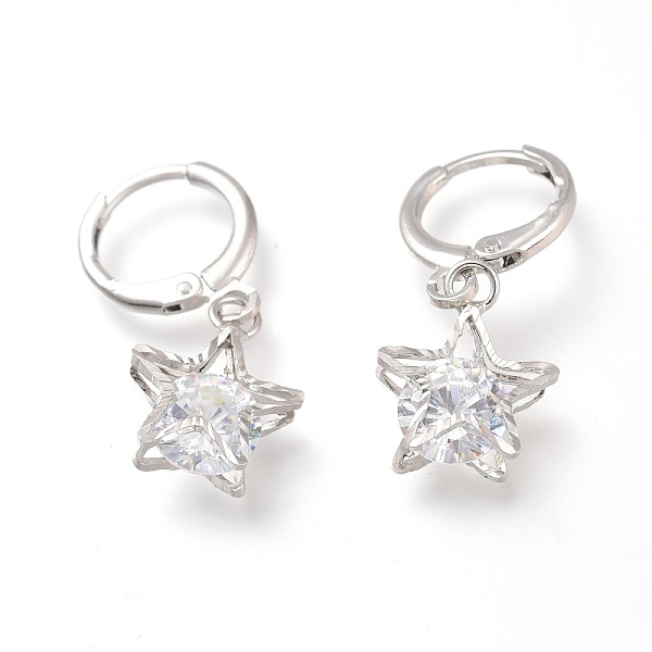 PandaHall Brass Huggie Hoop Earrings, with Clear Cubic Zirconia, Star, Platinum, 27mm, Pin: 0.8mm Brass Star Clear
PandaHall Brass Huggie Hoop Earrings, with Clear Cubic Zirconia, Star, Platinum, 27mm, Pin: 0.8mm Brass Star Clear