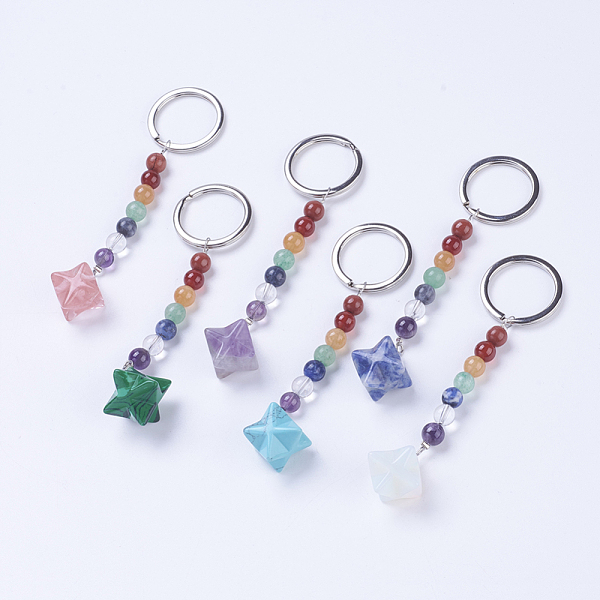 PandaHall Natural/Synthetic Gemstone Chakra Keychain, with Mixed Stone and Platinum Plated Brass Key Findings, Bola, 96~98mm, Ring: 24x2mm...
PandaHall Natural/Synthetic Gemstone Chakra Keychain, with Mixed Stone and Platinum Plated Brass Key Findings, Bola, 96~98mm, Ring: 24x2mm...