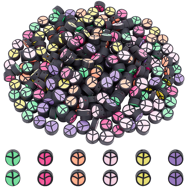 PandaHall SUPERFINDINGS 300Pcs 6 Colors Handmade Polymer Clay Beads, Flat Round with Peace Sign, Mixed Color, 9~10x4.5mm, Hole: 1.6mm..., Multicolor
PandaHall SUPERFINDINGS 300Pcs 6 Colors Handmade Polymer Clay Beads, Flat Round with Peace Sign, Mixed Color, 9~10x4.5mm, Hole: 1.6mm..., Multicolor