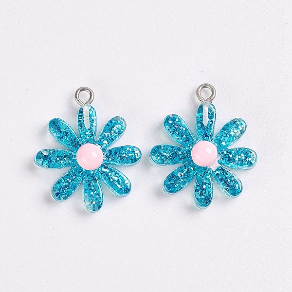 PandaHall Resin Pendants, with Platinum Plated Iron Findings and Paillette, Daisy, Cyan, 26.5x22.5x8mm, Hole: 2mm Iron+Resin Flower Cyan
PandaHall Resin Pendants, with Platinum Plated Iron Findings and Paillette, Daisy, Cyan, 26.5x22.5x8mm, Hole: 2mm Iron+Resin Flower Cyan