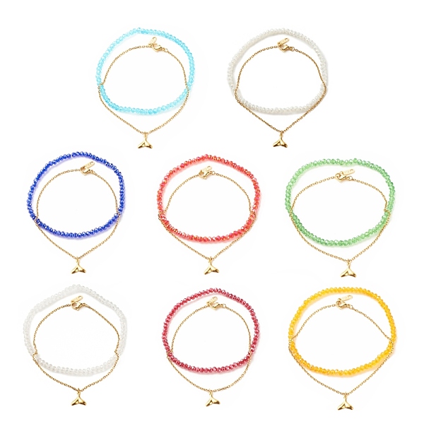 PandaHall 2Pcs 2 Style 304 Stainless Steel Whale Tail Charm Anklets Set, Glass Beads Anklets for Women, Mixed Color, Golden, Inner Diameter..., Multicolor
PandaHall 2Pcs 2 Style 304 Stainless Steel Whale Tail Charm Anklets Set, Glass Beads Anklets for Women, Mixed Color, Golden, Inner Diameter..., Multicolor