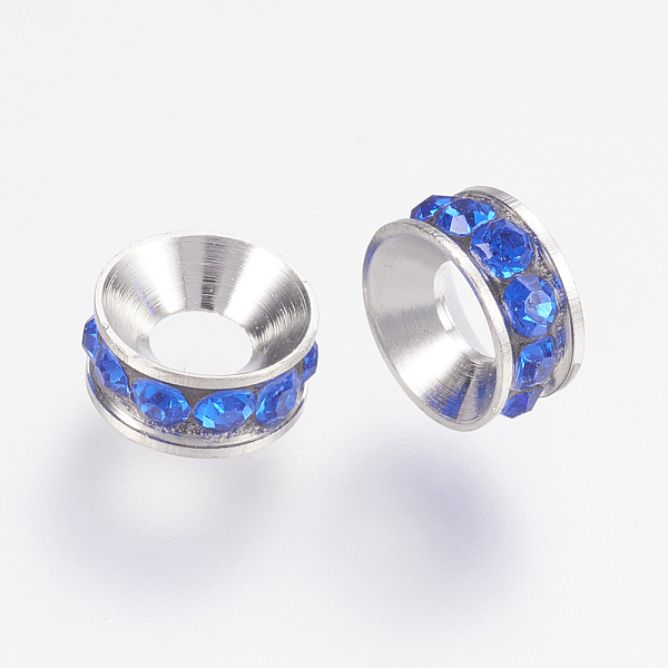 PandaHall Brass Spacer Beads, with Grade A Rhinestone, Rondelle, Platinum, Sapphire, 13x4.5mm, Hole: 6.5mm Brass+Rhinestone Rondelle Blue
PandaHall Brass Spacer Beads, with Grade A Rhinestone, Rondelle, Platinum, Sapphire, 13x4.5mm, Hole: 6.5mm Brass+Rhinestone Rondelle Blue