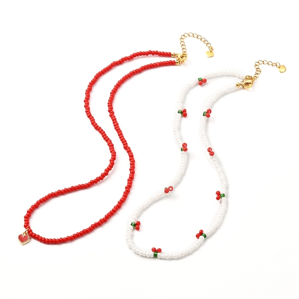 PandaHall Red & White Glass Seed Beaded Necklaces Sets, with Heart Alloy Enamel Charms & Chain Extender, Golden, Mixed Color, 16.54 inch..., Multicolor
PandaHall Red & White Glass Seed Beaded Necklaces Sets, with Heart Alloy Enamel Charms & Chain Extender, Golden, Mixed Color, 16.54 inch..., Multicolor