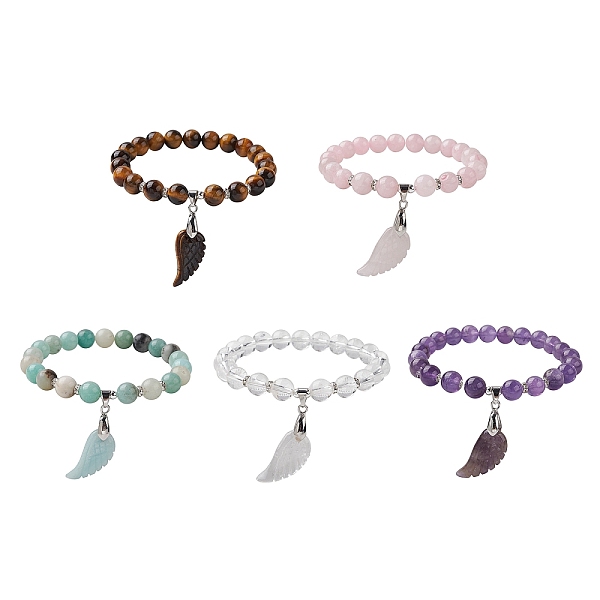 PandaHall Natural Gemstone Stretch Bracelets, Wing Shape Stone Charm Bracelets for Women, Inner Diameter: 2-1/2 inch(6.2cm) Mixed Stone Wing
PandaHall Natural Gemstone Stretch Bracelets, Wing Shape Stone Charm Bracelets for Women, Inner Diameter: 2-1/2 inch(6.2cm) Mixed Stone Wing