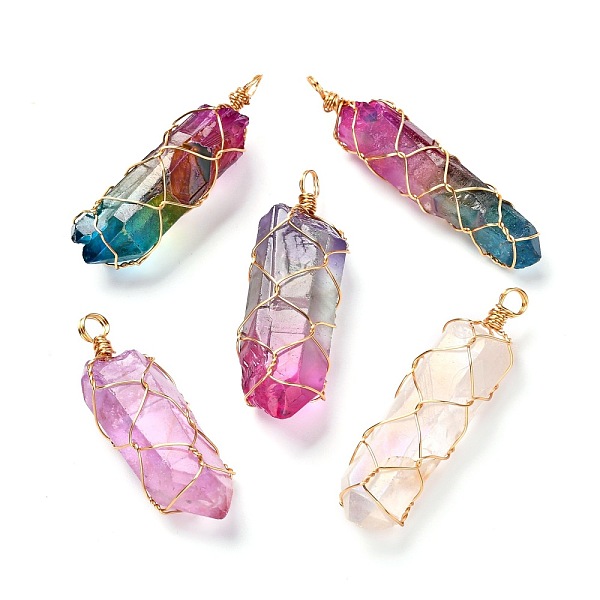 PandaHall Electroplate Natural Quartz Crystal Pendants, with Real 18K Gold Plated Eco-Friendly Copper Wire, Nuggets, Mixed Color..., Multicolor
PandaHall Electroplate Natural Quartz Crystal Pendants, with Real 18K Gold Plated Eco-Friendly Copper Wire, Nuggets, Mixed Color..., Multicolor