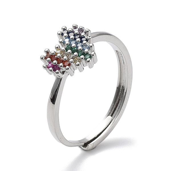 PandaHall Valentine's Day Rainbow Color Cubic Zirconia Adjustable Rings, Brass Heart Finger Rings, Platinum, US Size 8 1/2(18.5mm)...
PandaHall Valentine's Day Rainbow Color Cubic Zirconia Adjustable Rings, Brass Heart Finger Rings, Platinum, US Size 8 1/2(18.5mm)...