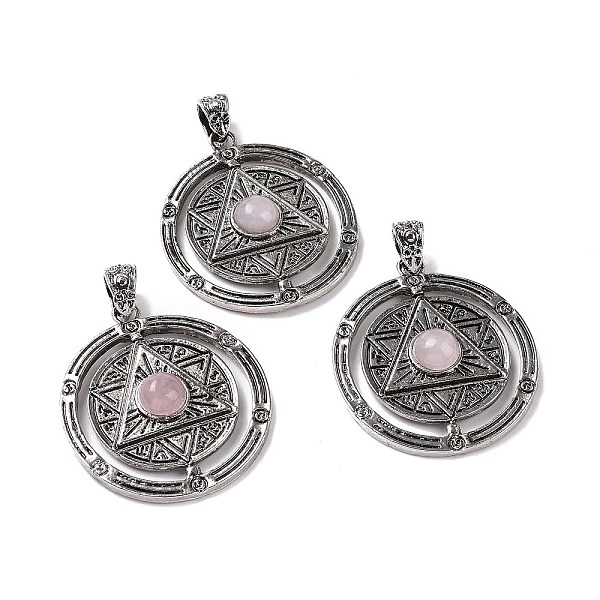PandaHall Natural Rose Quartz Pendants, Flat Round with Hexagram Charms, with Antique Silver Plated Alloy Findings, 42.5x37x8mm, Hole...
PandaHall Natural Rose Quartz Pendants, Flat Round with Hexagram Charms, with Antique Silver Plated Alloy Findings, 42.5x37x8mm, Hole...