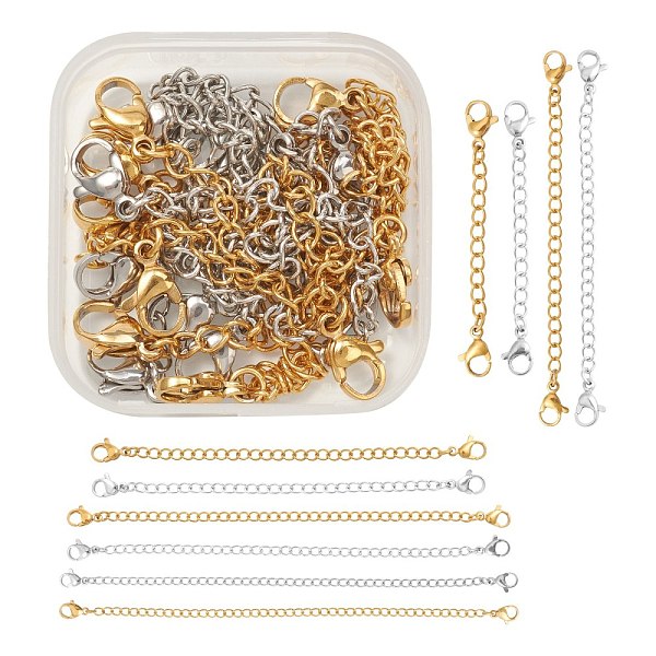 PandaHall 10 Strands 10 Style 304 Stainless Steel Chain Extender, with Curb Chains and Lobster Claw Clasps, Mixed Color, 50~150x6.5mm, Ring...
PandaHall 10 Strands 10 Style 304 Stainless Steel Chain Extender, with Curb Chains and Lobster Claw Clasps, Mixed Color, 50~150x6.5mm, Ring...