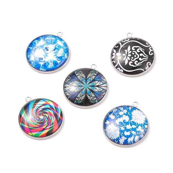 PandaHall Glass Pendants, with 304 Stainless Steel Pendant Cabochon Setting, Flat Round, Stainless Steel Color, 30x26x6mm, Hole: 2.3mm Glass..., Multicolor
PandaHall Glass Pendants, with 304 Stainless Steel Pendant Cabochon Setting, Flat Round, Stainless Steel Color, 30x26x6mm, Hole: 2.3mm Glass..., Multicolor