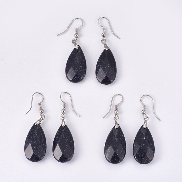 PandaHall Synthetic Blue Goldstone Dangle Earrings, with Brass Findings, teardrop, Faceted, Platinum, 45~49mm, Pin: 0.7mm, Pendant...
PandaHall Synthetic Blue Goldstone Dangle Earrings, with Brass Findings, teardrop, Faceted, Platinum, 45~49mm, Pin: 0.7mm, Pendant...