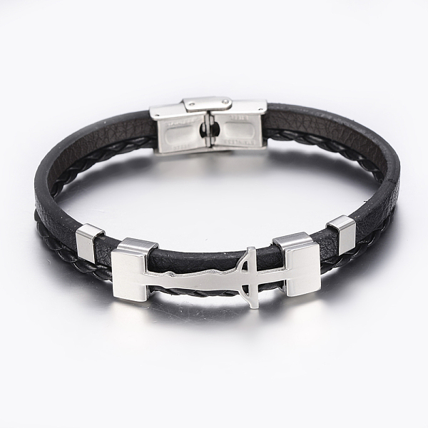 PandaHall Leather Braided Cord Bracelets, with 304 Stainless Steel Finding, Rectangle with Crucifix, Black, 8-1/4 inch(210mm), 8.5x3~7mm...
PandaHall Leather Braided Cord Bracelets, with 304 Stainless Steel Finding, Rectangle with Crucifix, Black, 8-1/4 inch(210mm), 8.5x3~7mm...