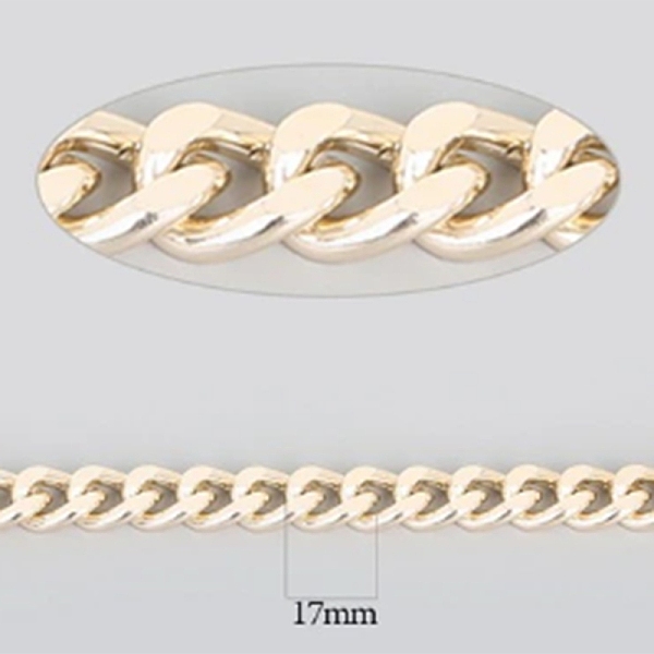 PandaHall Oxidation Aluminum Curb Chains, Faceted, Unwelded, with Spool, Light Gold, 17x13x3mm, 10m/roll Aluminum
PandaHall Oxidation Aluminum Curb Chains, Faceted, Unwelded, with Spool, Light Gold, 17x13x3mm, 10m/roll Aluminum