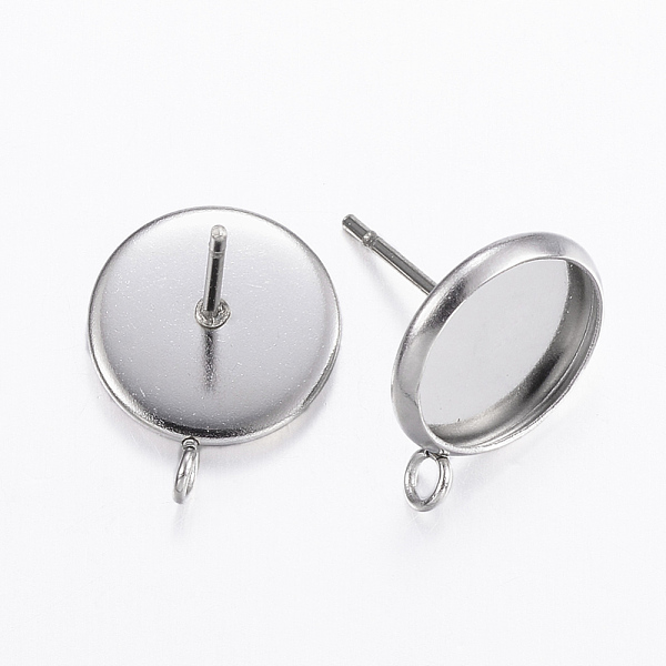 PandaHall 304 Stainless Steel Stud Earring Settings, with Loop, Flat Round, Stainless Steel Color, Tray: 10mm, 15x12x1.5mm, Hole: 2mm, Pin...
PandaHall 304 Stainless Steel Stud Earring Settings, with Loop, Flat Round, Stainless Steel Color, Tray: 10mm, 15x12x1.5mm, Hole: 2mm, Pin...