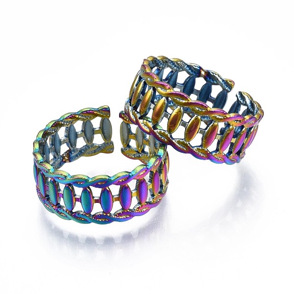 PandaHall 304 Stainless Steel Twist Rope Shape Cuff Ring, Rainbow Color Open Ring for Women, US Size 9(18.9mm) 304 Stainless Steel
PandaHall 304 Stainless Steel Twist Rope Shape Cuff Ring, Rainbow Color Open Ring for Women, US Size 9(18.9mm) 304 Stainless Steel