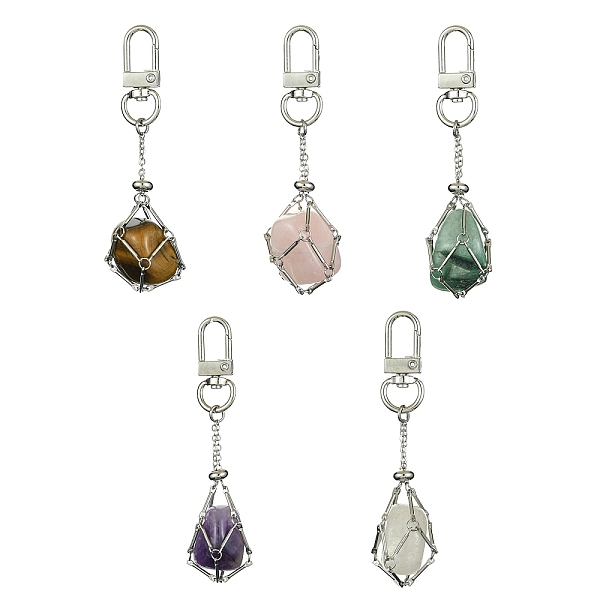PandaHall Brass Braided Chain Pouch Holder Pendant Decorations, with Gemstone Nuggets and Alloy Swivel Clasps, Platinum, 80~90mm Mixed Stone...
PandaHall Brass Braided Chain Pouch Holder Pendant Decorations, with Gemstone Nuggets and Alloy Swivel Clasps, Platinum, 80~90mm Mixed Stone...