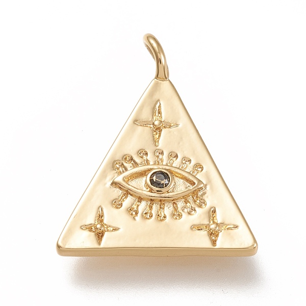 PandaHall Brass Pendants, with Cubic Zirconia, Triangle with Eye, Real 18K Gold Plated, 23.5x19x3mm, Hole: 3mm Brass+Cubic Zirconia Triangle..., Black
PandaHall Brass Pendants, with Cubic Zirconia, Triangle with Eye, Real 18K Gold Plated, 23.5x19x3mm, Hole: 3mm Brass+Cubic Zirconia Triangle..., Black