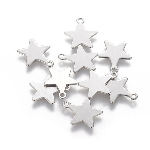 PandaHall 201 Stainless Steel Charms, Star, Stainless Steel Color, 15x12.5~13x0.5mm, Hole: 1.4mm 201 Stainless Steel Star
PandaHall 201 Stainless Steel Charms, Star, Stainless Steel Color, 15x12.5~13x0.5mm, Hole: 1.4mm 201 Stainless Steel Star