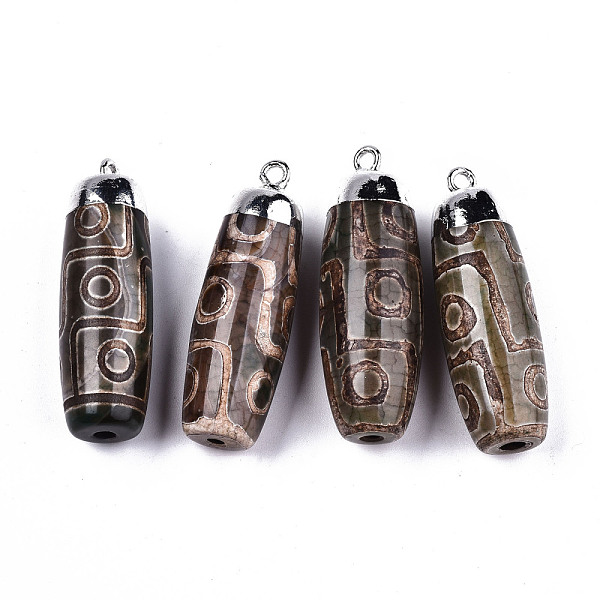 PandaHall Tibetan Style 9-EyedZi Pendants, Natural Agate Rice Pendants, with Platinum Brass Findings and Iron Loop, Dyed, Barrel, Yellow...
PandaHall Tibetan Style 9-EyedZi Pendants, Natural Agate Rice Pendants, with Platinum Brass Findings and Iron Loop, Dyed, Barrel, Yellow...