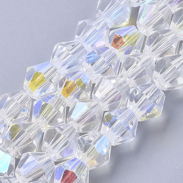 PandaHall Electroplate Glass Beads Strands, AB Color Half Plated, Faceted, Bicone, Clear AB, 6x6mm, Hole: 1mm, about 45~47pcs/Strand, 10.83..., White
PandaHall Electroplate Glass Beads Strands, AB Color Half Plated, Faceted, Bicone, Clear AB, 6x6mm, Hole: 1mm, about 45~47pcs/Strand, 10.83..., White
