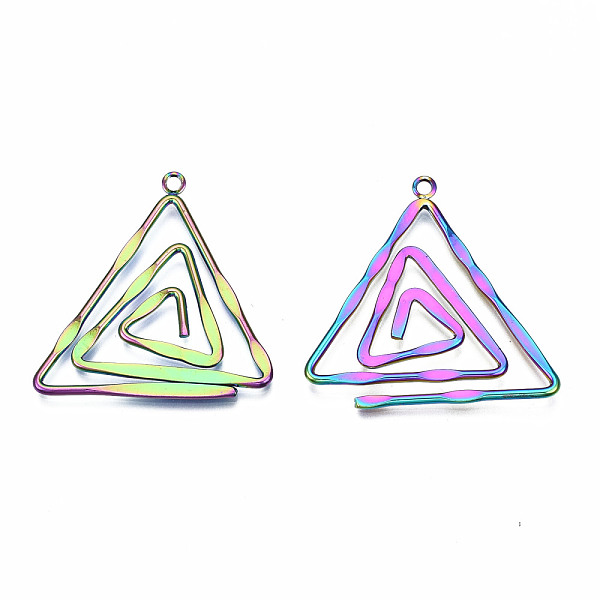 PandaHall Eco-Friendly Rainbow Color Iron Pendants, Cadmium Free & Lead Free, Triangle, 37~38x35~38x1.5mm, Hole: 2mm Iron Triangle
PandaHall Eco-Friendly Rainbow Color Iron Pendants, Cadmium Free & Lead Free, Triangle, 37~38x35~38x1.5mm, Hole: 2mm Iron Triangle