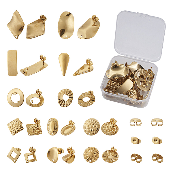 PandaHall 304 Stainless Steel Stud Earring Findings, with Loop and Ear Nuts/Earring Backs, Mixed Shapes, Golden, 24pcs/set 304 Stainless...
PandaHall 304 Stainless Steel Stud Earring Findings, with Loop and Ear Nuts/Earring Backs, Mixed Shapes, Golden, 24pcs/set 304 Stainless...