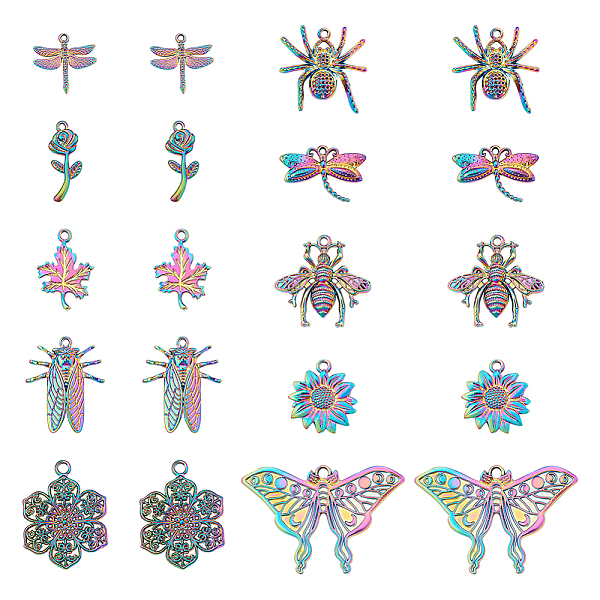 PandaHall CHGCRAFT 20Pcs 10 Style Alloy Pendants, Bees & Cicada & Spider, Rainbow Color, 16~32x9.5~47x1.5~5mm, Hole: 1.2~2.5mm, 2pcs/style...
PandaHall CHGCRAFT 20Pcs 10 Style Alloy Pendants, Bees & Cicada & Spider, Rainbow Color, 16~32x9.5~47x1.5~5mm, Hole: 1.2~2.5mm, 2pcs/style...