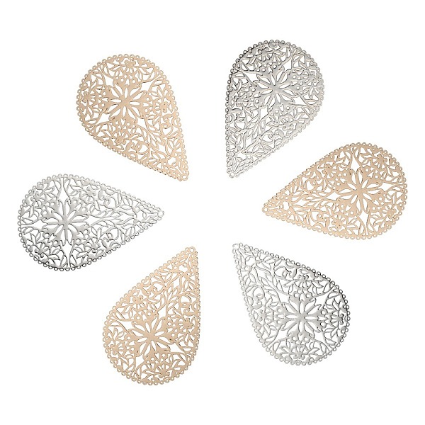PandaHall 4Pcs 2 Colors Brass Filigree Joiner Links, Etched Metal Embellishments, Teardrop Connector, Platinum & Light Gold, 40x26.5x0.3mm...
PandaHall 4Pcs 2 Colors Brass Filigree Joiner Links, Etched Metal Embellishments, Teardrop Connector, Platinum & Light Gold, 40x26.5x0.3mm...