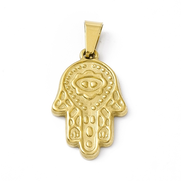 PandaHall Vacuum Plating 304 Stainless Steel Pendants, Hamsa Hand/Hand of Miriam, Golden, 25x16x2mm, Hole: 6.5x3mm 304 Stainless Steel Palm
PandaHall Vacuum Plating 304 Stainless Steel Pendants, Hamsa Hand/Hand of Miriam, Golden, 25x16x2mm, Hole: 6.5x3mm 304 Stainless Steel Palm