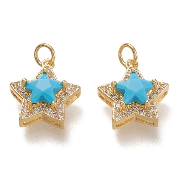 PandaHall Brass Glass Pendants, with Micro Pave Clear Cubic Zirconia and Jump Ring, Star, Real 18K Gold Plated, Deep Sky Blue, 15.5x14x6.5mm...
PandaHall Brass Glass Pendants, with Micro Pave Clear Cubic Zirconia and Jump Ring, Star, Real 18K Gold Plated, Deep Sky Blue, 15.5x14x6.5mm...