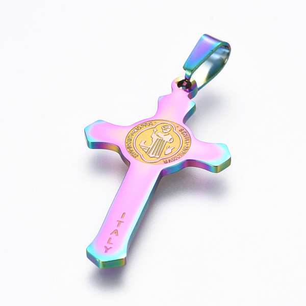 PandaHall Ion Plating(IP) 304 Stainless Steel Pendants, Religion, Cross with Saint Benedict, Rainbow Color, 37.8x21x1.3mm, Hole: 3.7x7.7mm...
PandaHall Ion Plating(IP) 304 Stainless Steel Pendants, Religion, Cross with Saint Benedict, Rainbow Color, 37.8x21x1.3mm, Hole: 3.7x7.7mm...