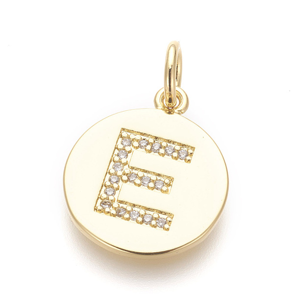 PandaHall Brass Micro Pave Cubic Zirconia Pendants, Lead Free & Cadmium Free, Flat Round with Letter, Golden, Letter.E, 17.5x15x1.5mm, Hole..., Clear
PandaHall Brass Micro Pave Cubic Zirconia Pendants, Lead Free & Cadmium Free, Flat Round with Letter, Golden, Letter.E, 17.5x15x1.5mm, Hole..., Clear