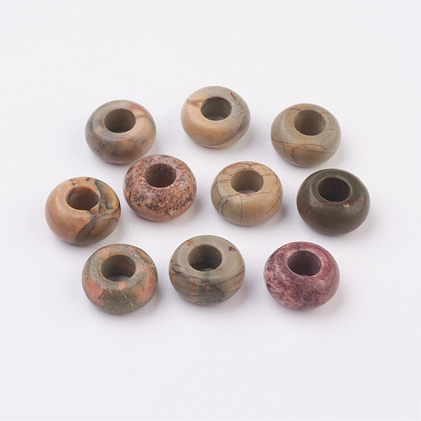 PandaHall Natural Polychrome Jasper/Picasso Stone/Picasso Jasper European Beads, Large Hole Beads, Rondelle, 12x6mm, Hole: 5mm Picasso...
PandaHall Natural Polychrome Jasper/Picasso Stone/Picasso Jasper European Beads, Large Hole Beads, Rondelle, 12x6mm, Hole: 5mm Picasso...