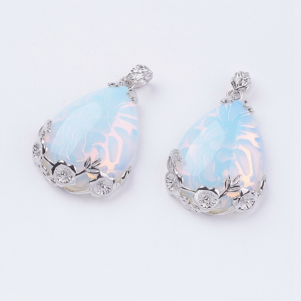PandaHall Teardrop with Flower Platinum Plated Brass Opalite Pendants, Cadmium Free & Lead Free, 38x27x9mm, Hole: 4x7.5mm Opalite Teardrop
PandaHall Teardrop with Flower Platinum Plated Brass Opalite Pendants, Cadmium Free & Lead Free, 38x27x9mm, Hole: 4x7.5mm Opalite Teardrop