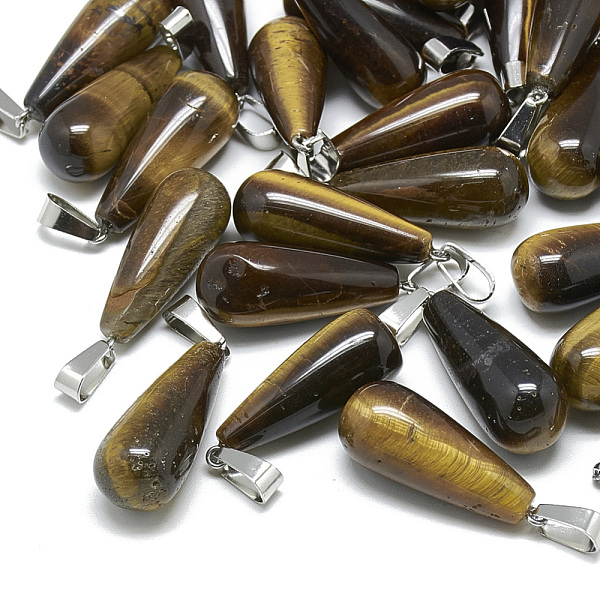 PandaHall Natural Tiger Eye Pendants, with Stainless Steel Snap On Bails, Teardrop, 28~30x10~12mm, Hole: 6x4mm Tiger Eye Teardrop
PandaHall Natural Tiger Eye Pendants, with Stainless Steel Snap On Bails, Teardrop, 28~30x10~12mm, Hole: 6x4mm Tiger Eye Teardrop